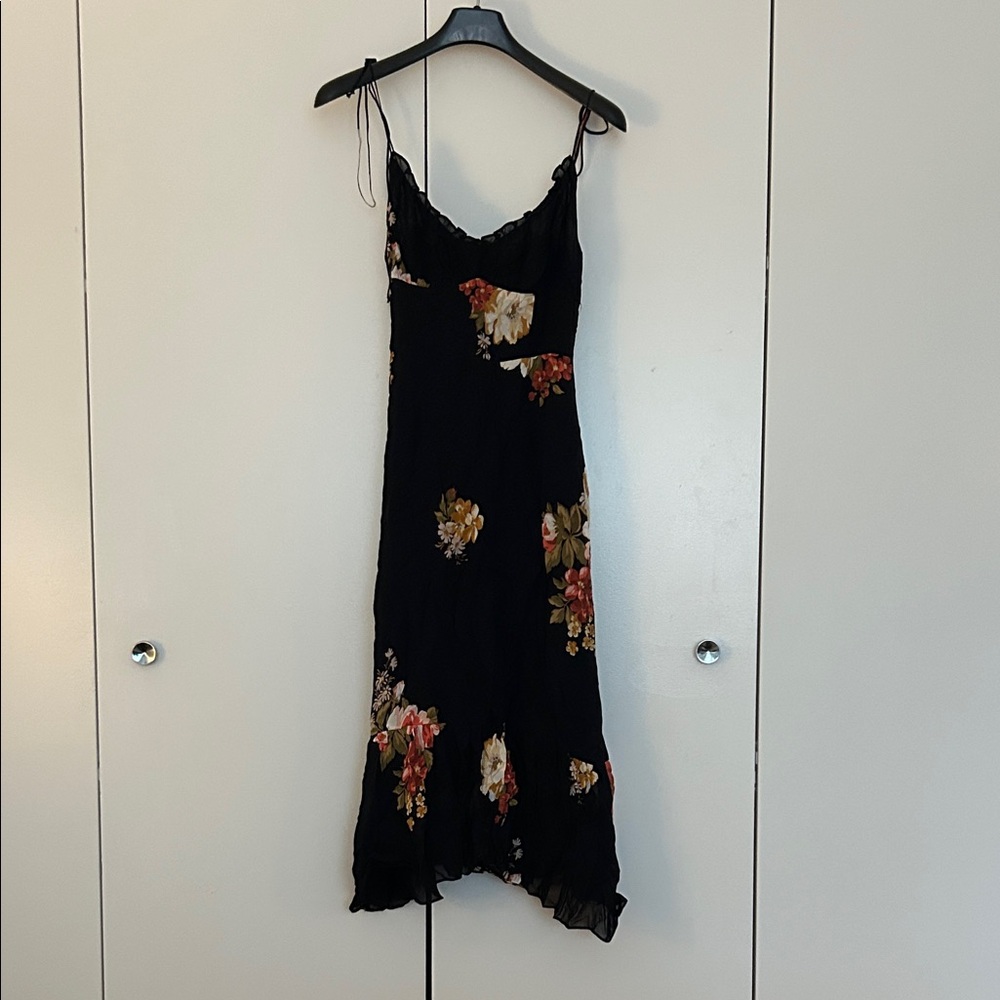 Reformation Black Floral Midi Dress